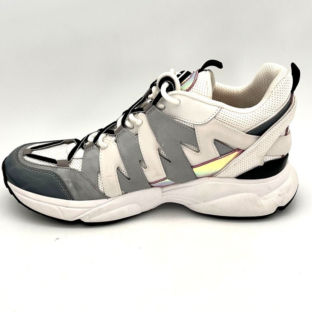 MICHAEL KORS Hero Mixed-Media Trainer Optic White Silver Sneakers Shoes 11M - Picture 8 of 16